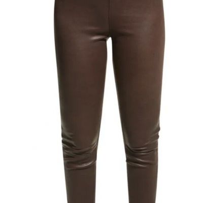 LA CLASSE COUTURE Brown Faux Leather Leggings Women’s Size M Vegan High Rise NWT